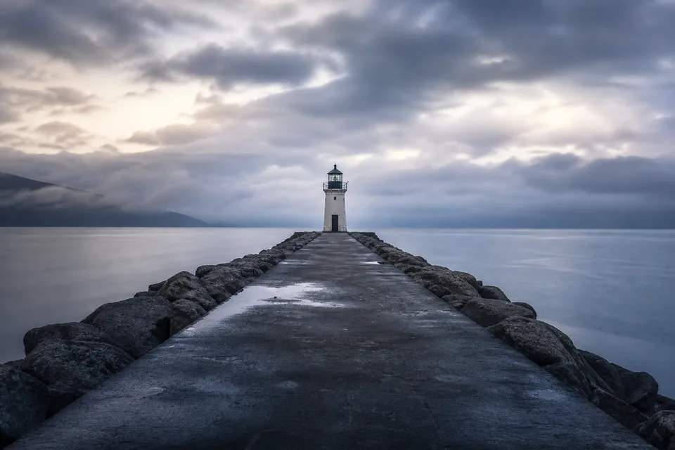 Lighthouse at the end of a pier