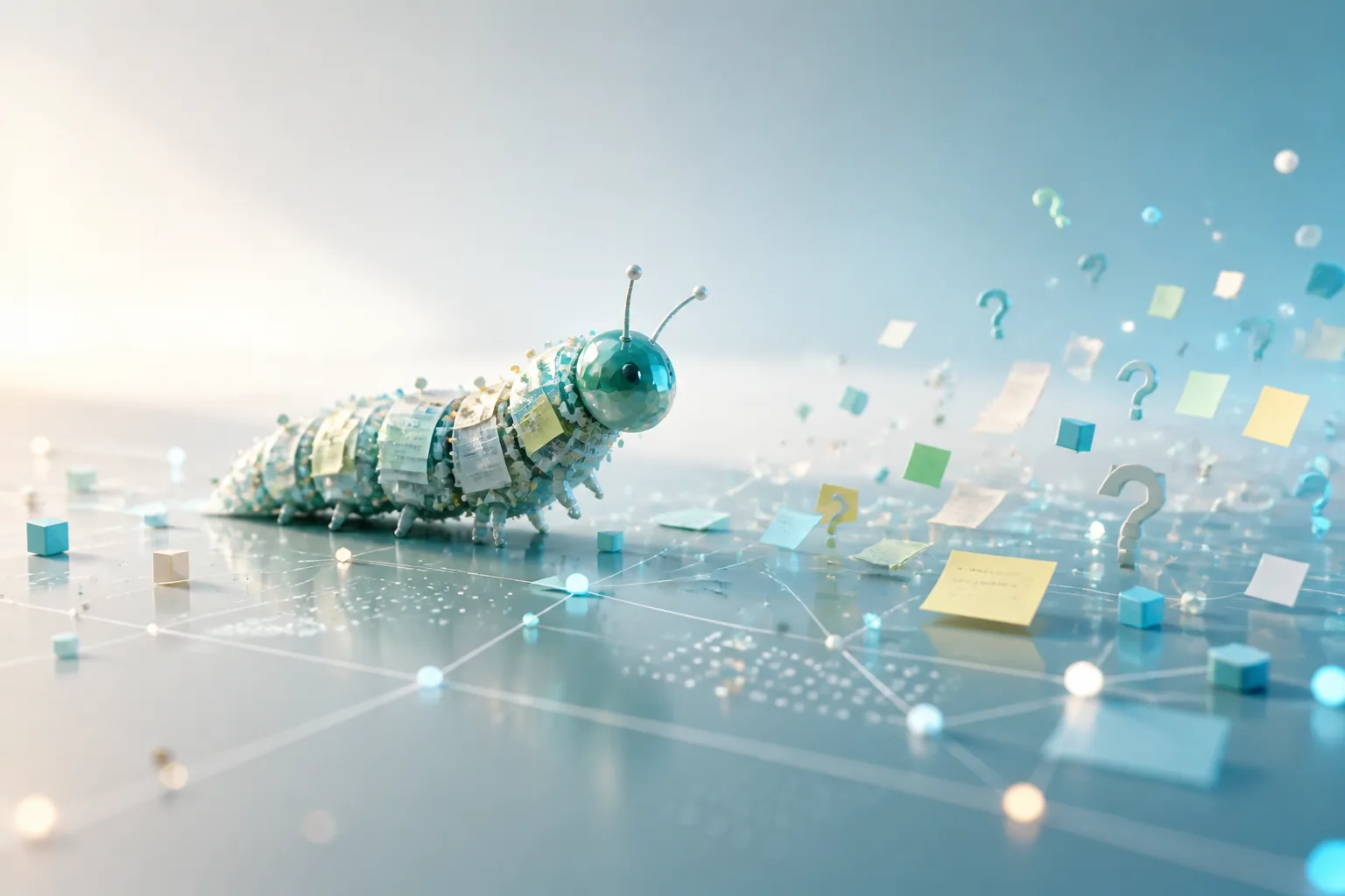 Digital caterpillar made of business signals and customer questions before website planning